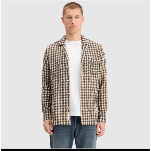 Scotch & Soda Checkered Shirt Mens Long Sleeve‎ Camp Collar Button Up Casual - Picture 2 of 13